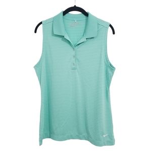 Nike Golf tour performance dri-fit sleeveless teal white stripe collar top M